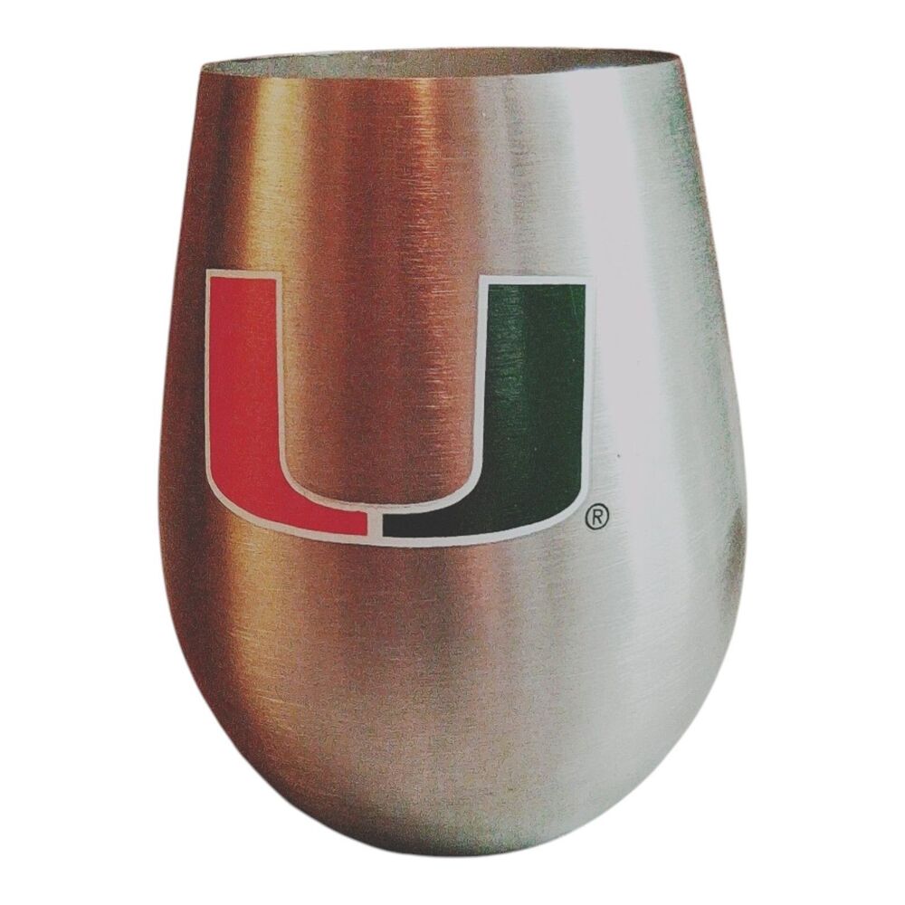 Miami Hurricanes Tumbler 16oz Stainless Steel Curved no lid